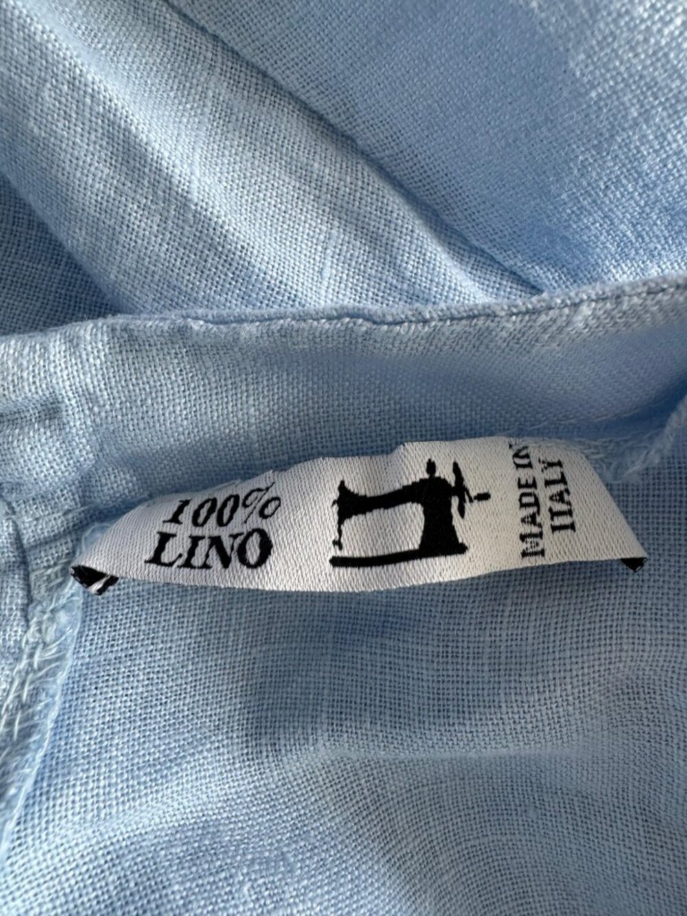 100% Linen Shift Dress – Made in Greece (Hydra) – One Size – Light Blue - Picture 7 of 8